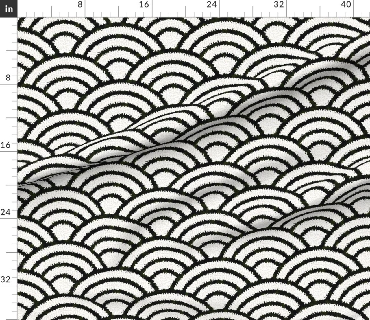 Rice And Nori Black White Japan Japanese Wave Geometric Monochrome Stripes Custom Printed Fabric by Spoonflower Various Fabrics by the Yard or Fat Quarter